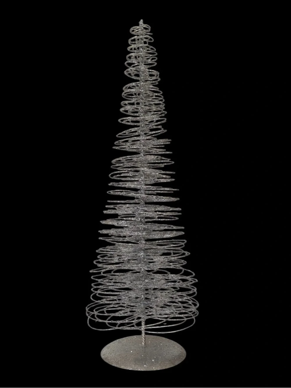 Crate&Barrel Metallic Silver Spiral Wire Decorative Tabletop Christmas Tree 20”